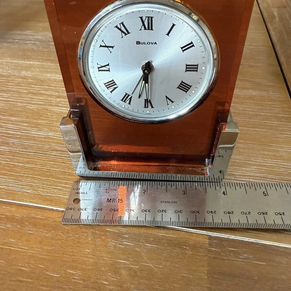 Vintage Rare Mid Century Bulova 2RA007 Wind Up Alarm Clock Acrylic Lucite Chrome